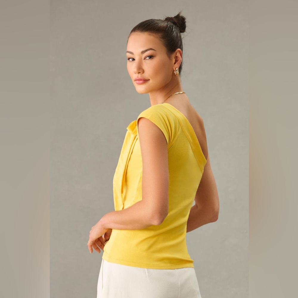 Anthropologie Maeve One-Shoulder Bow Blouse Top NEW - Picture 4 of 8